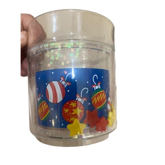 4 Vintage 1990 Acrylic Lowball Floating Christmas Sleigh Leahy Designs Taw - Picture 3 of 7